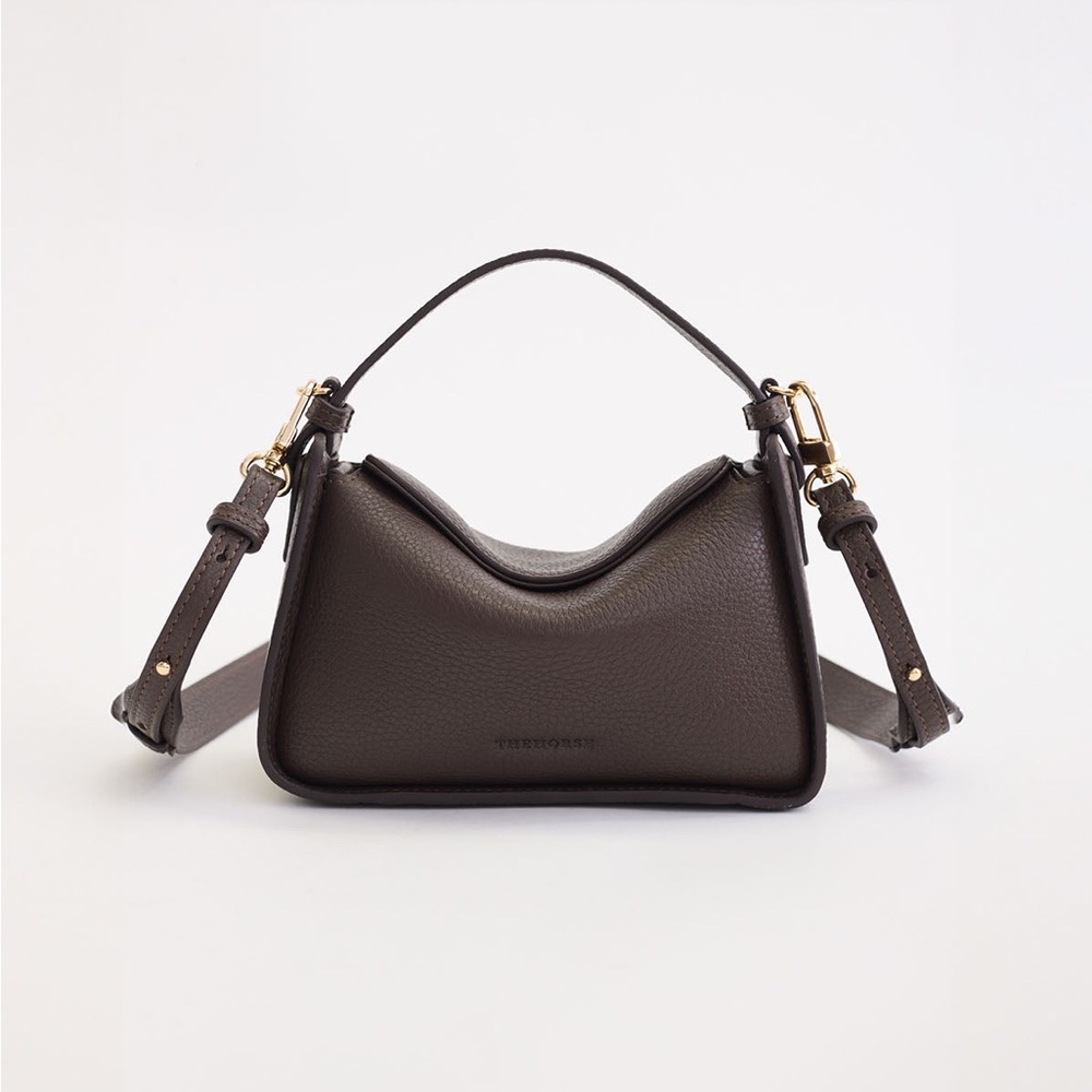 NWT - THE HORSE mini Clementine bag in charcoal pebbled leather with gold